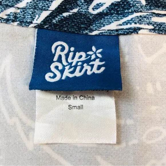 Rip Skirt Blue Rustica Denim Print Adjustable Wrap Waist Lightweight Comfort - Picture 12 of 16